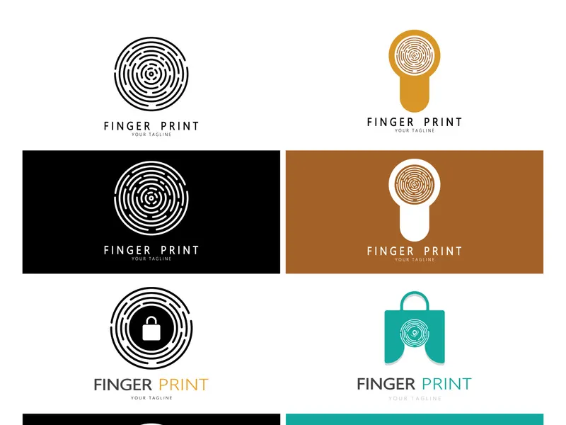 logo plano y simple de huella dactilar, para seguridad, identificación, insignia, emblema, tarjeta de visita, digital, vector