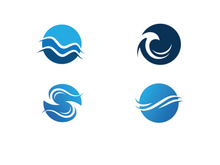 Blue water wave logo, vector icon illustration