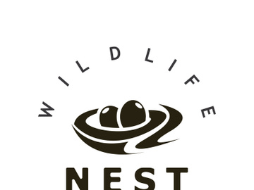 Bird nest logo natural root and leaf habitat bird house isolated template vector preview picture