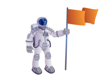 Cosmonaut with flag cartoon vector illustration preview picture
