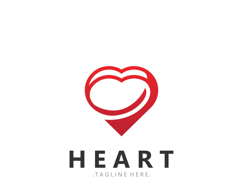 Heart logo design template, luxury ribbon Valentines day and love stripe logotype