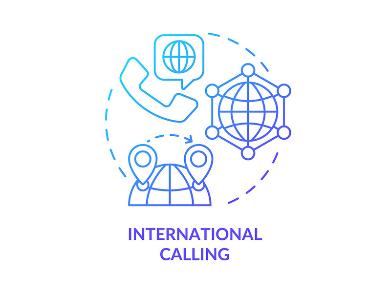 International calling blue gradient concept icon