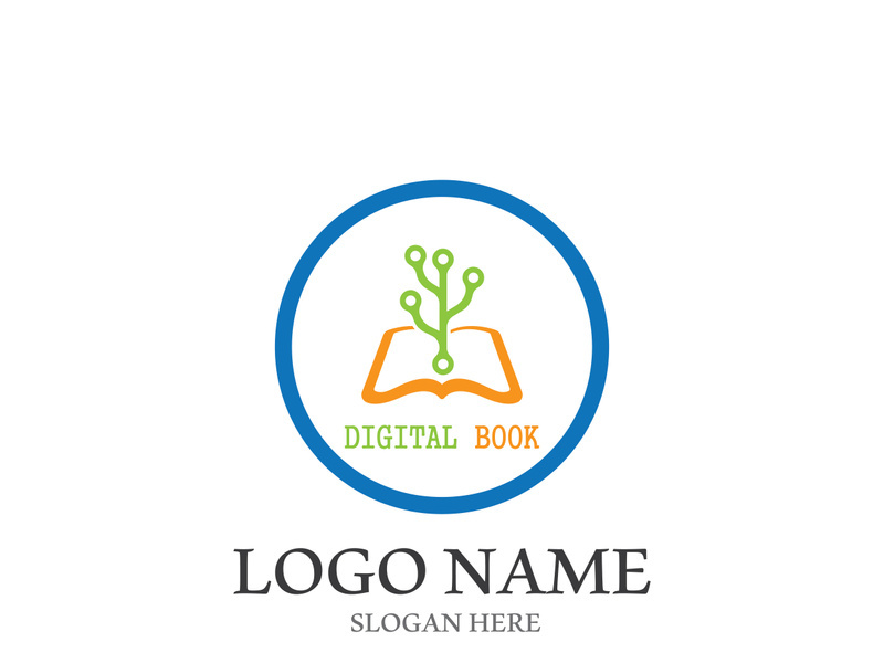 Digital book logo technology vector icon design