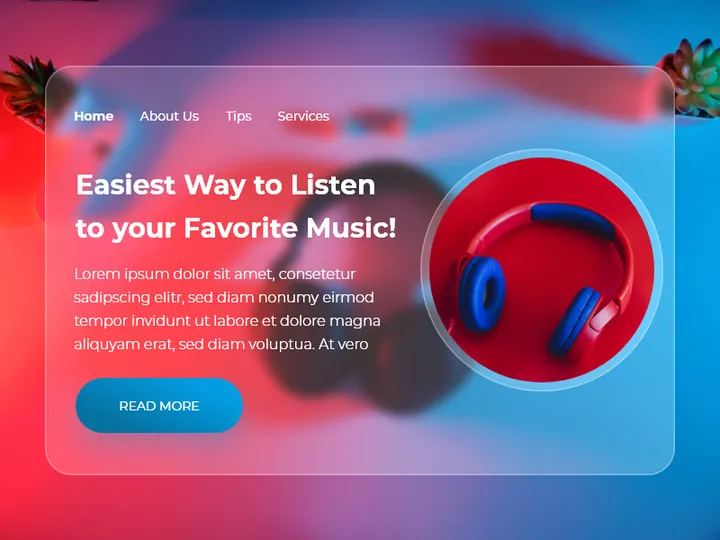 Music Landing Page Concept (Glassmorphism effect)