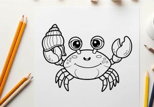 Cute smiling crab mascot vector illustration flat design