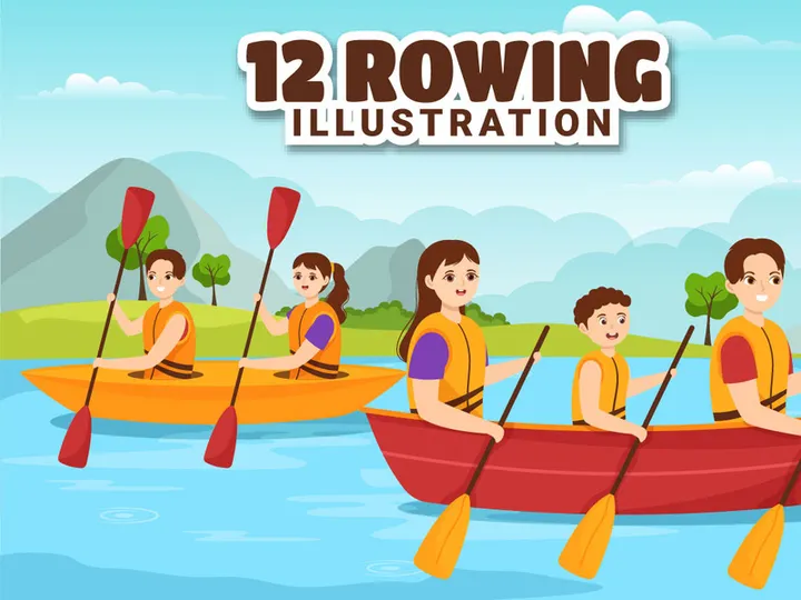 12 Rowing Sport Illustration