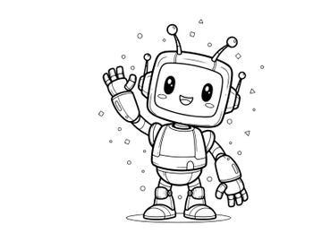 Friendly robot waving hand flat design vector illustration preview picture