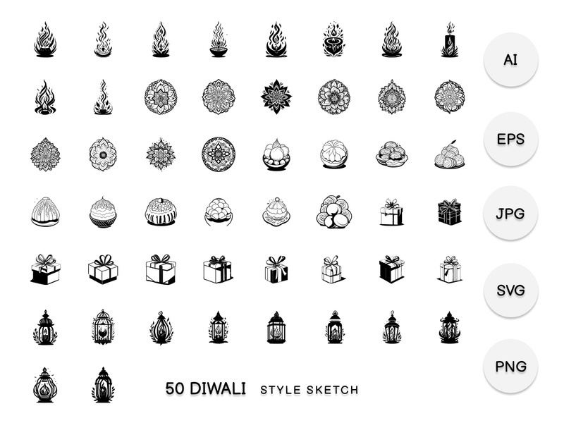Diwali Element Draw Black