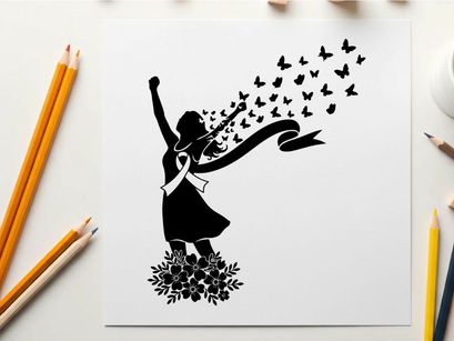 ilustrasi vektor wanita melepas kupu-kupu perayaan sukacita