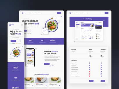 Eatly - Food Delivery Landing Page & Web UI KIT