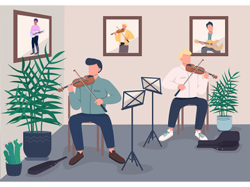 Studio music playing flat color vector illustration preview picture