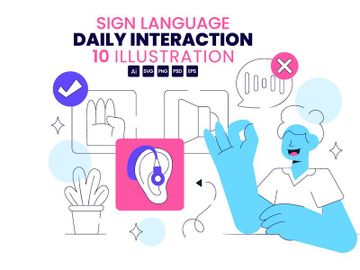 10 Sign Language Daily Interaction Illustration preview picture