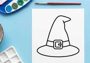 Simple witch hat icon for Halloween design. Minimalist sorcerer hat vector illustration for costumes and magic themes.