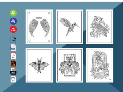 Birds  Coloring Book Pages KDP Interior.