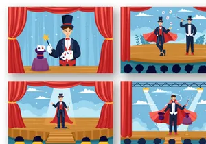 12 Magician Illusionist Illustration