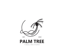 Palm tree simple and modern premium logo design. abstract icon palm beach illustration