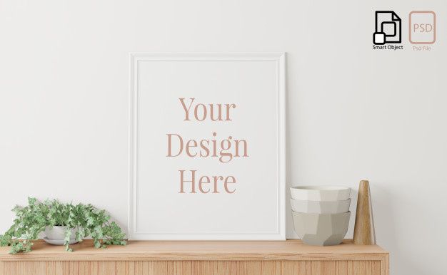 Frame mockup on the cabinet in interior