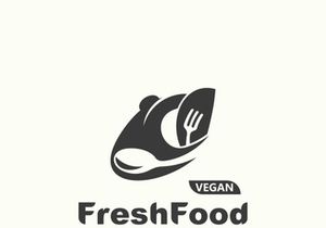 Fresh food logo healthy product badge or label food and drink market, vegan, nature organic premium quality design