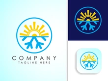 Air conditioner logo sign symbol. Hot and cold symbol
