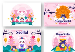 11 Year of the Rabbit Seollal Illustration