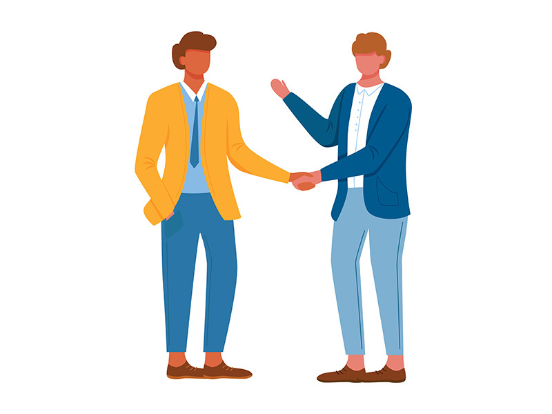 Greeting men flat vector illustration