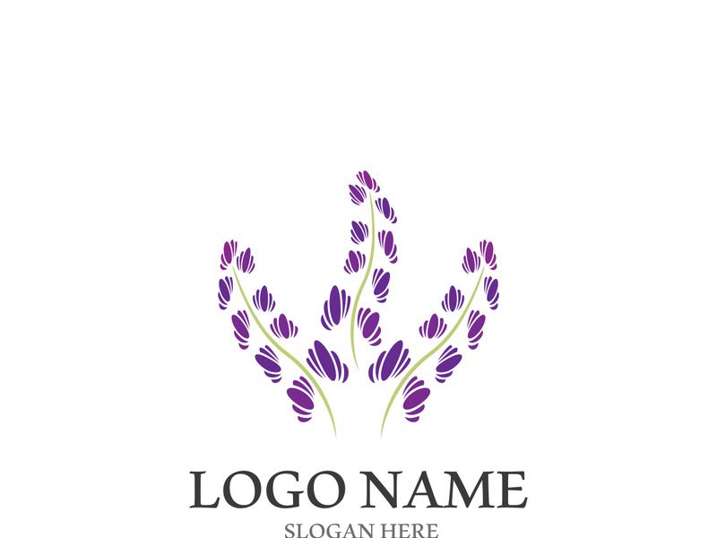 Fresh lavender flower logo vector flat design