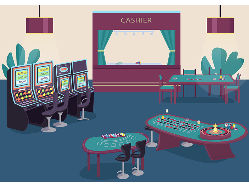 Gambling flat color vector illustration