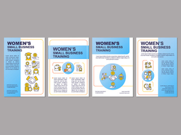 Training for women in small business blue brochure template preview picture