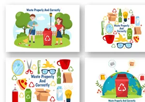 12 Waste Properly And Correctly Illustration