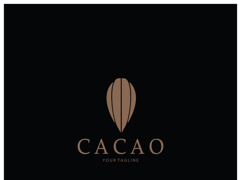 cocoa logo,cocoa bean,cocoa tree,cocoa branches and leaves,chocolate mix on white background,vintage,modern,simple,minimalist icon illustration template design vector