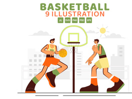9 Playing Basketball Illustration preview picture