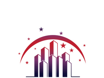 Modern City skyline illustration in flat design preview picture