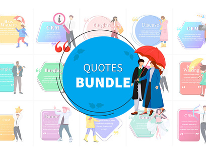 Quotes template with illustrations bundle