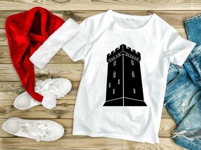 Medieval tower silhouette with crenellations