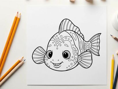 Cute smiling fish cartoon vector illustration flat design