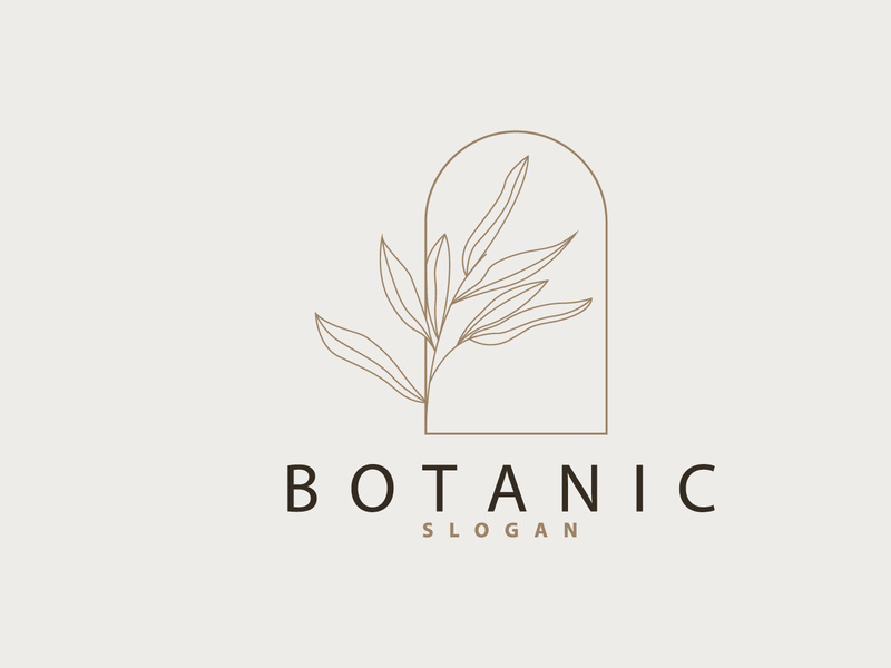 Leaf Line Logo, Beautiful Hand Drawn Design