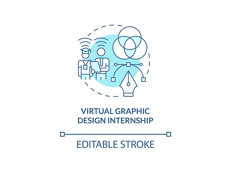 Virtual graphic design internship concept icon