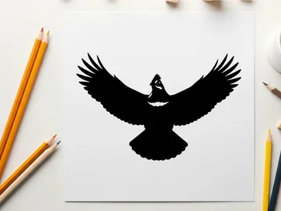 Silhouette of a bird in flight with outstretched wings