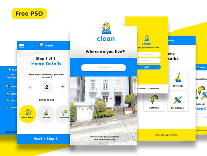 Free Cleaning Service App UI Kit