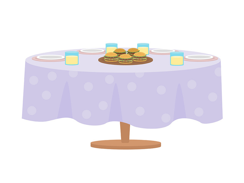 Table served for party semi flat color vector object