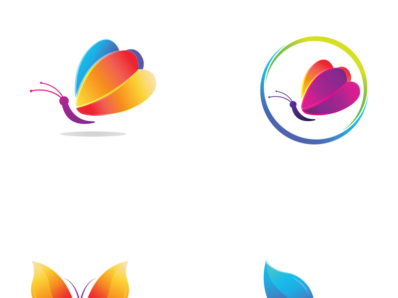 Beautiful and colorful butterfly creative logo design.