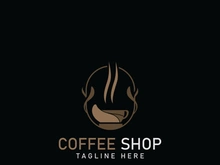 Coffee Shop logo minimalist and simple hipster with cup outline vintage style