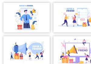 20 Refer a Friend Flat Design Illustration