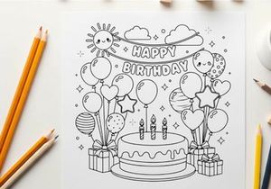Happy birthday celebration cake with balloons vector illustration