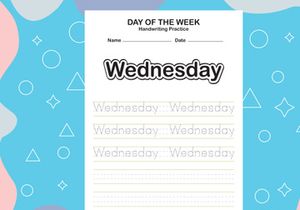 7 Pages Day name of the week trace and writing practice sheet