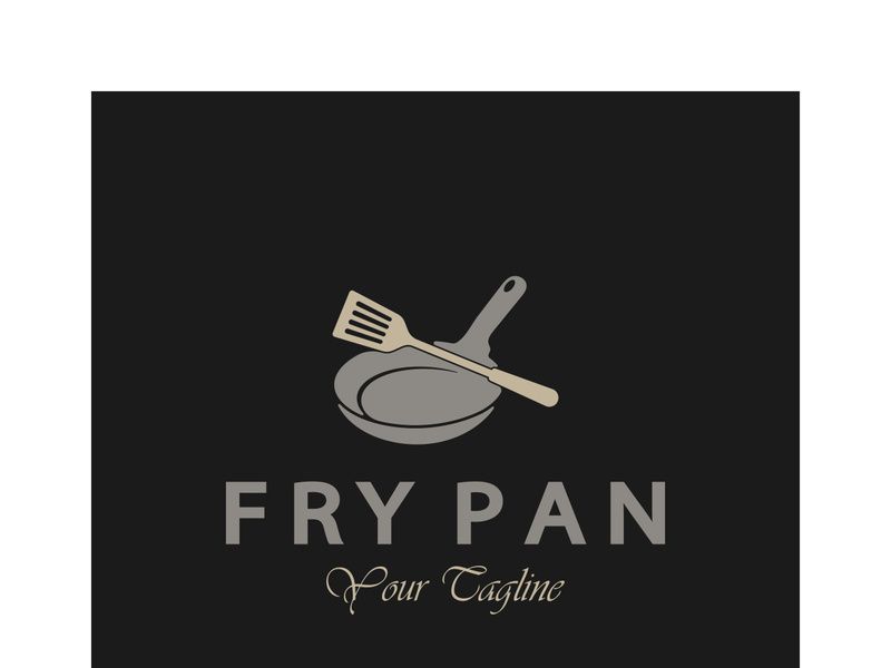 frying pan and spatula logo, kitchen cooking equipment, for business, company, restaurant