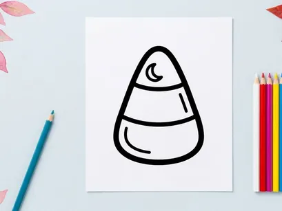 Candycorn-Symbol für Halloween. Minimalistische Vektorgrafik eines saisonalen Leckerlis.