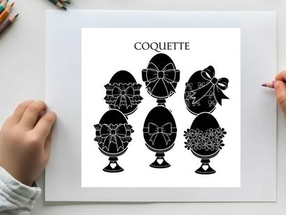 Elegant easter egg silhouette designs with ribbons and florals