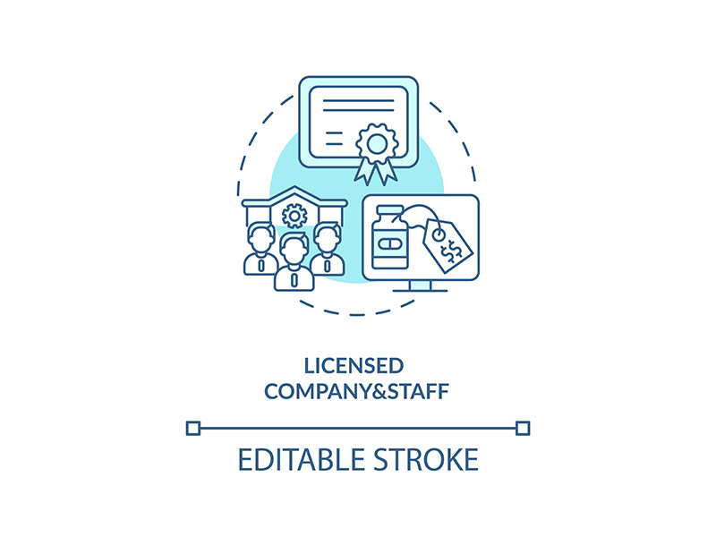 Licensed company and staff concept icon