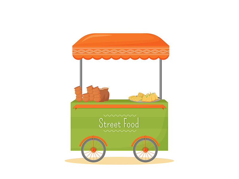 Street food mobile kiosk cartoon vector illustration